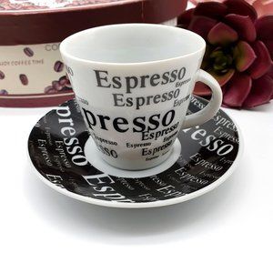 💜 NIB Set of 6 Demitasse Coffee Cups With Saucers